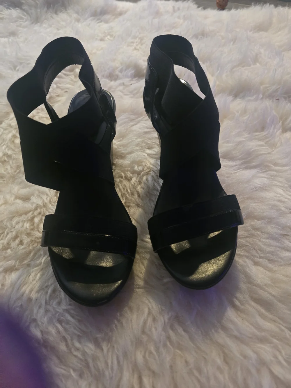 Charles By Charles David Black Wedge Sandals